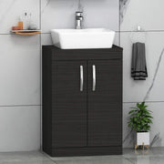 500mm Black Floor Standing Bathroom Vanity Unit with Basin 2 Door Sink Cabinet - Kwikley