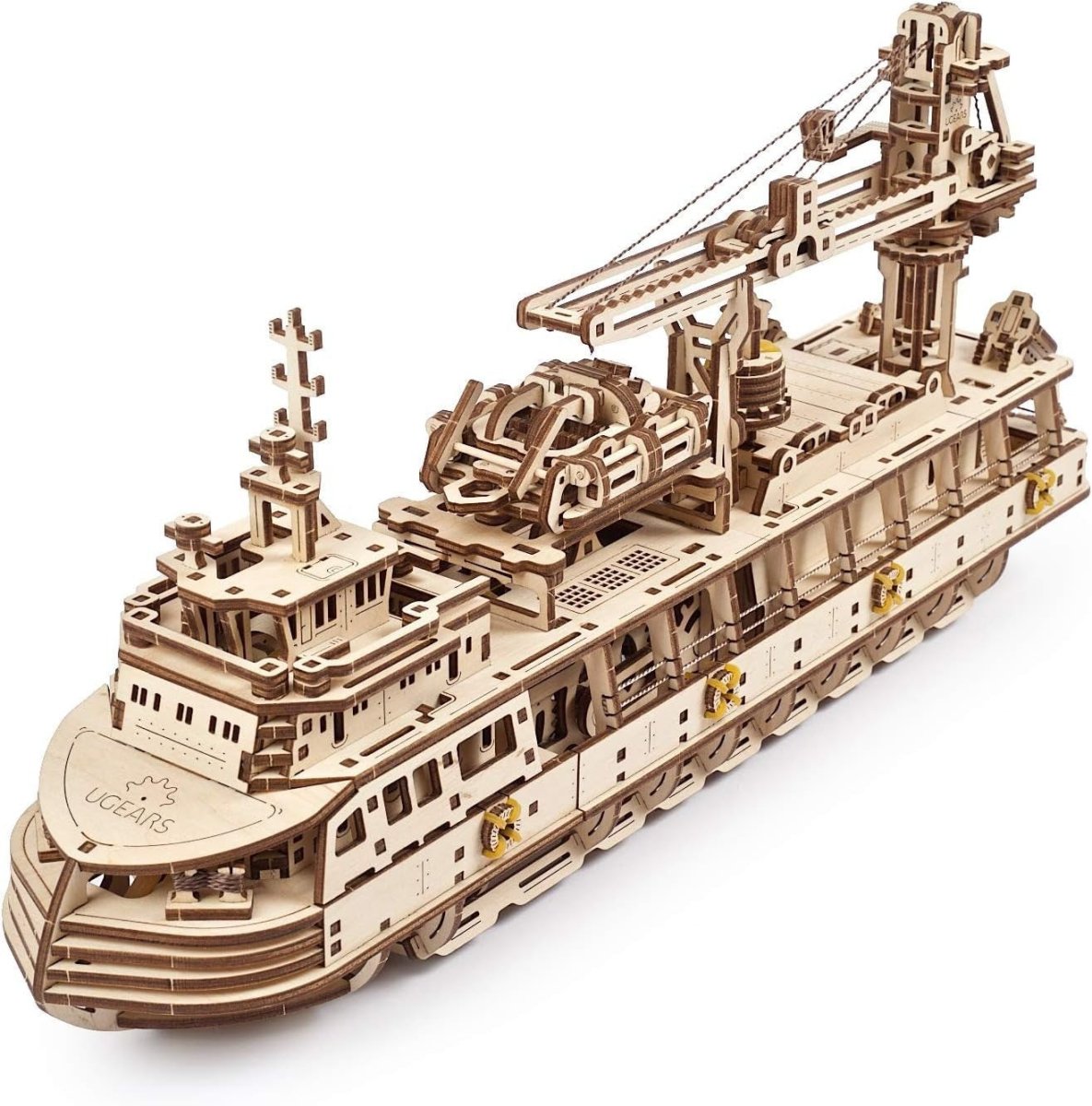 500pc Wooden Research Vessel Model Kit Mechanical Ship 3D Puzzle DIY - Kwikley