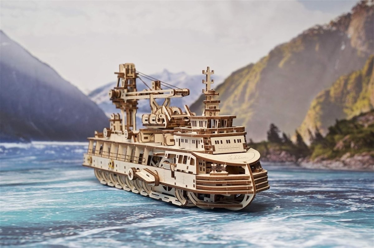 500pc Wooden Research Vessel Model Kit Mechanical Ship 3D Puzzle DIY - Kwikley