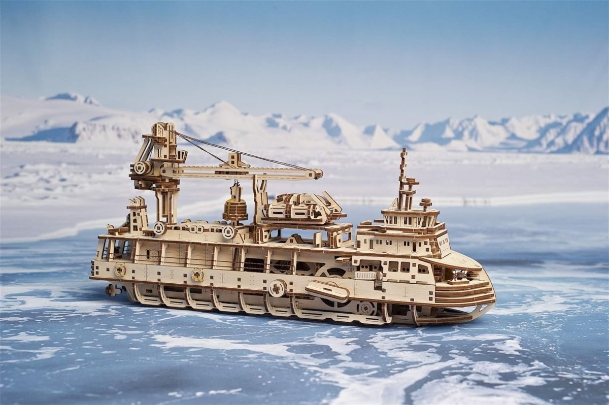 500pc Wooden Research Vessel Model Kit Mechanical Ship 3D Puzzle DIY - Kwikley