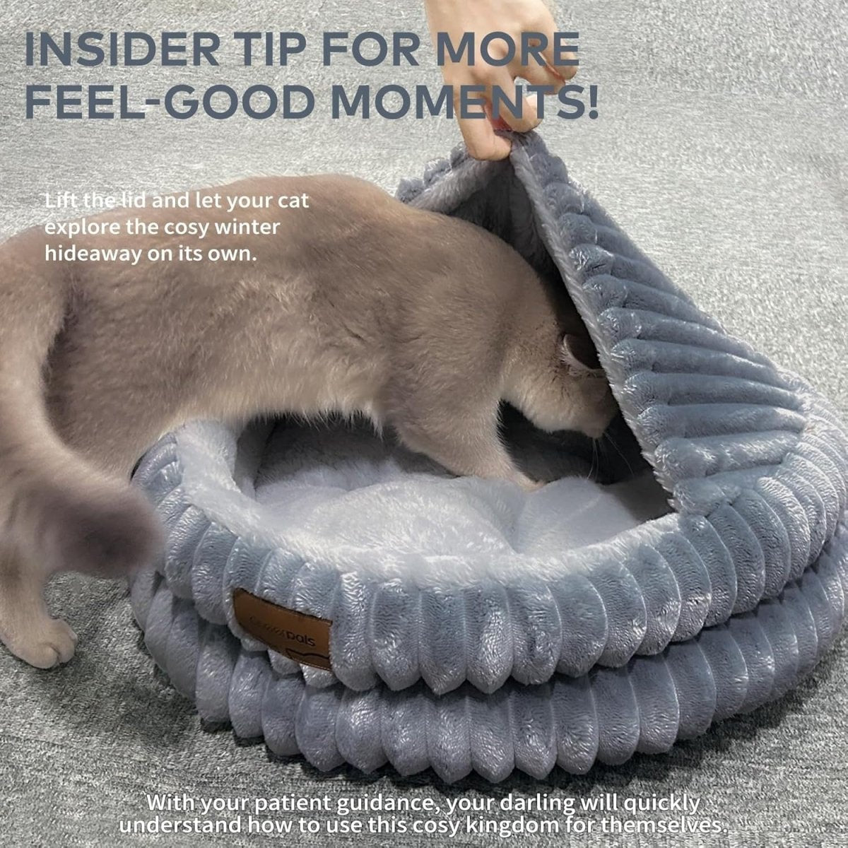 50cm Cozy Cat Cave Bed Covered Washable Warm Indoor Pet Nest - Kwikley