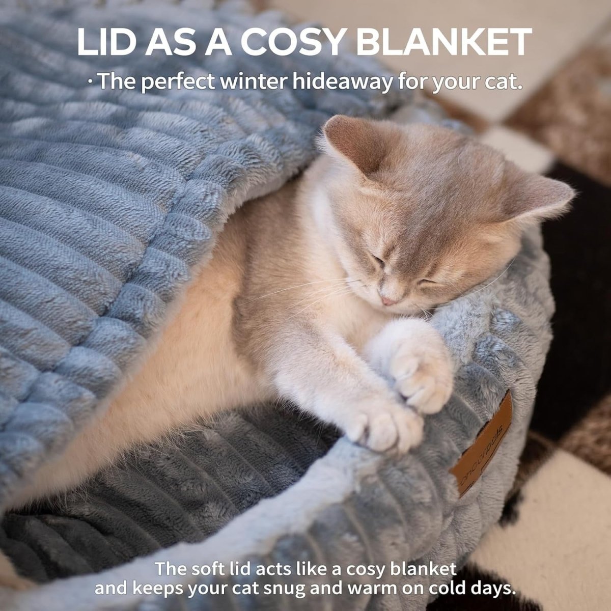 50cm Cozy Cat Cave Bed Covered Washable Warm Indoor Pet Nest - Kwikley