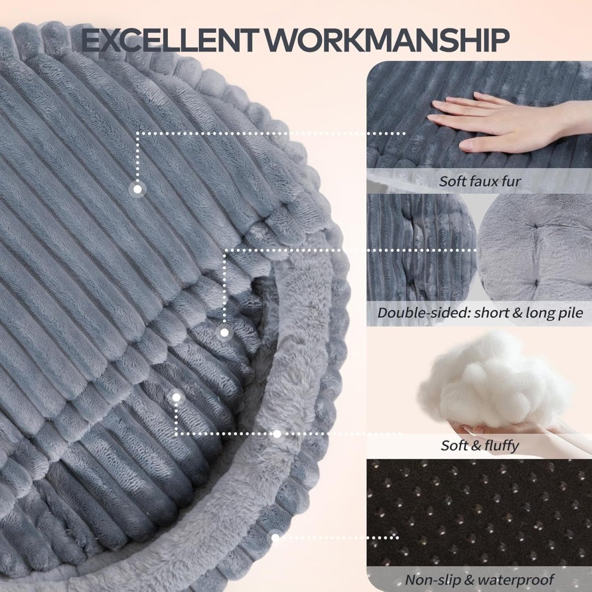 50cm Cozy Cat Cave Bed Covered Washable Warm Indoor Pet Nest - Kwikley
