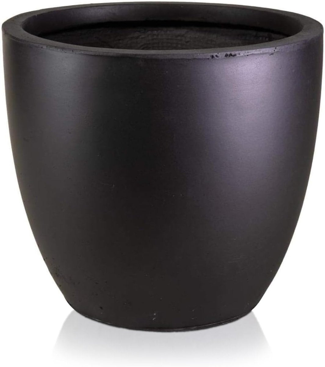 50cm Large Round Planter Black Stone Effect Plant Pot 88L - Kwikley