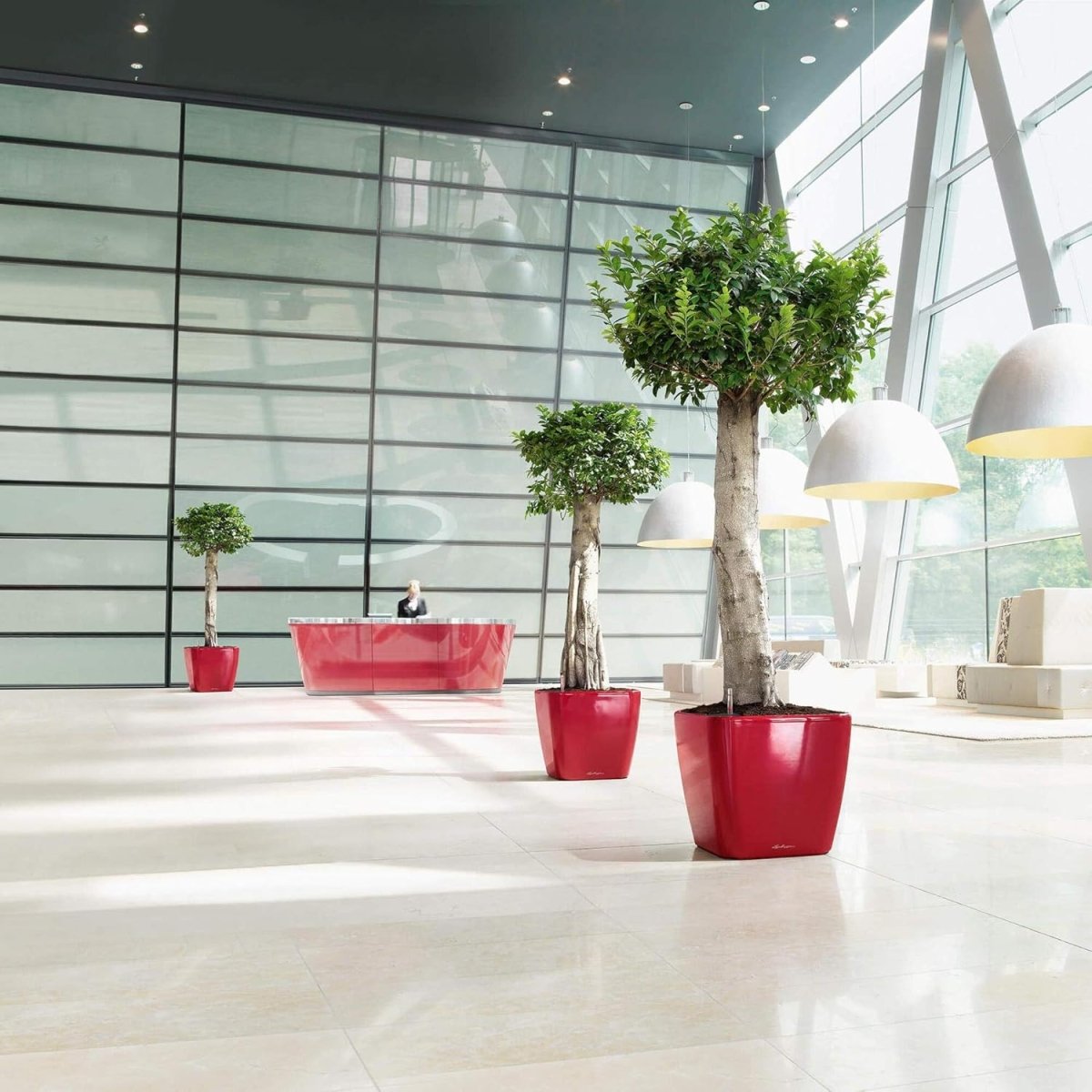50cm Self Watering Planter High Gloss Red Large Square Pot - Kwikley