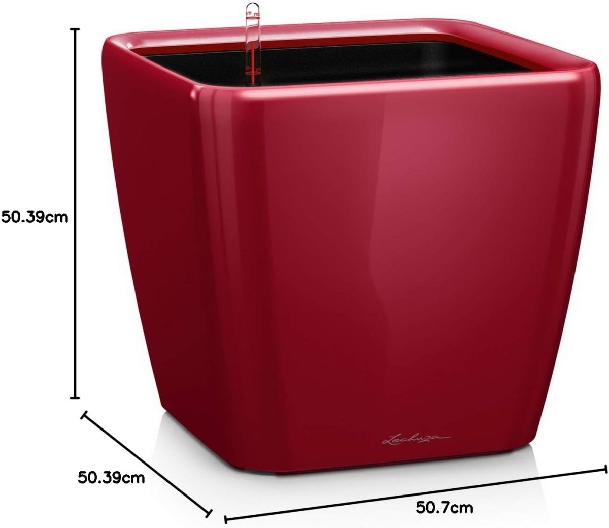 50cm Self Watering Planter High Gloss Red Large Square Pot - Kwikley
