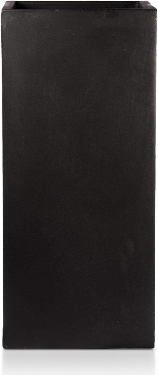 50cm Tall Square Planter Black Fiberstone Outdoor Plant Pot 11L - Kwikley