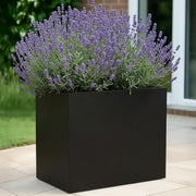 50cm Trough Planter Black Stone Effect Outdoor Plant Pot Box - Kwikley