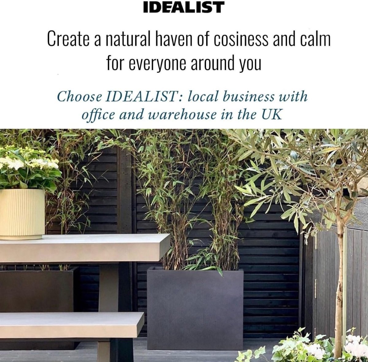 50cm Trough Planters Set 2 Dark Grey Stone Effect Outdoor Pots - Kwikley