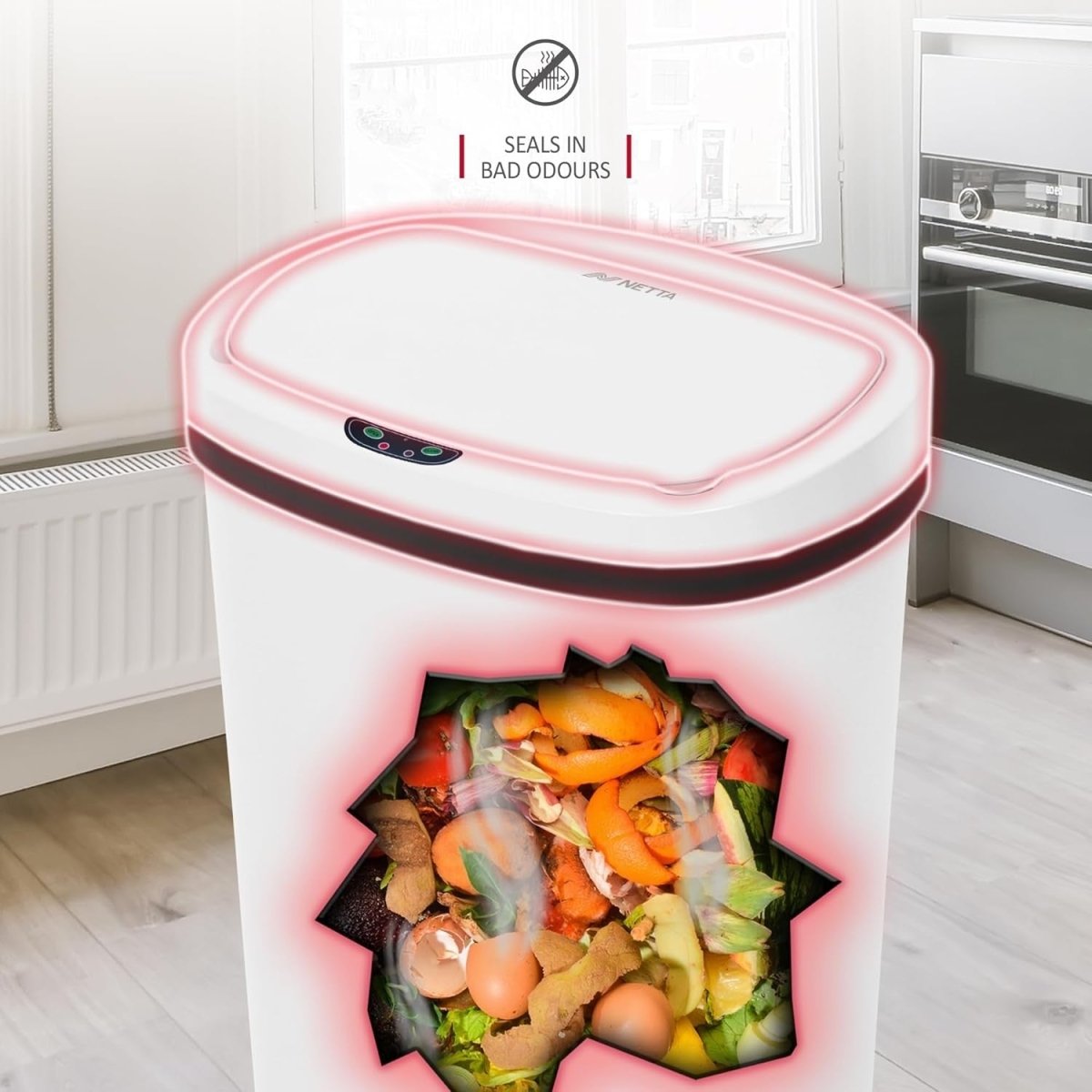 50L Automatic Sensor Kitchen Bin Touch - Free White Dustbin - Kwikley
