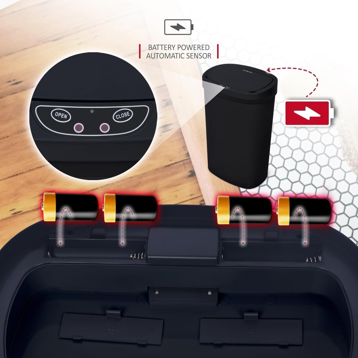 50L Automatic Sensor Kitchen Bin Touchless Motion Rubbish Black - Kwikley