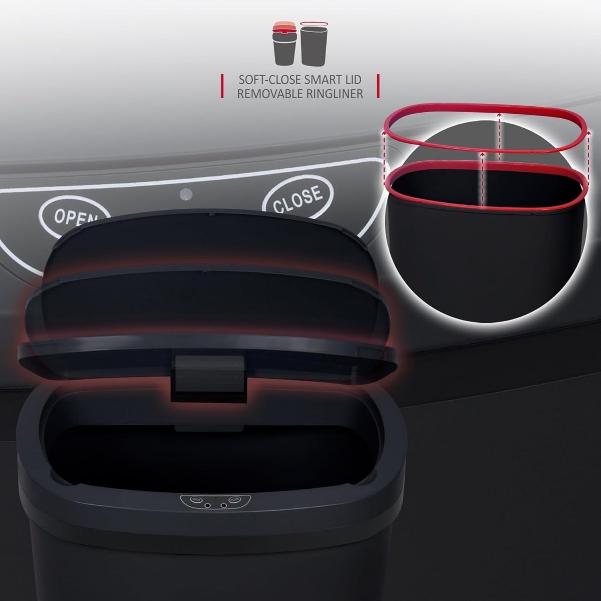 50L Automatic Sensor Kitchen Bin Touchless Motion Rubbish Black - Kwikley