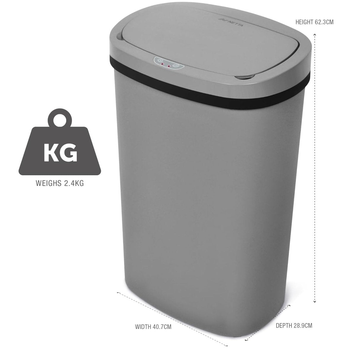 50L Automatic Sensor Kitchen Bin Touchless Motion Rubbish Grey - Kwikley