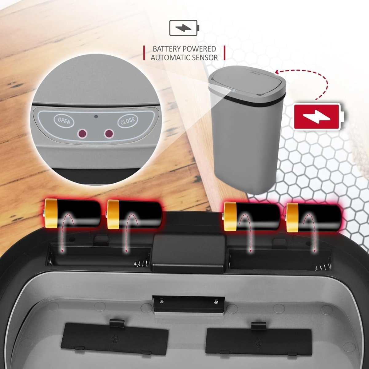 50L Automatic Sensor Kitchen Bin Touchless Motion Rubbish Grey - Kwikley