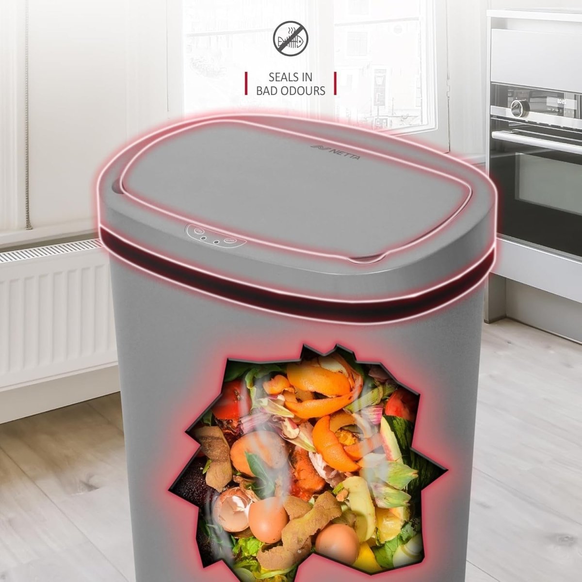 50L Automatic Sensor Kitchen Bin Touchless Motion Rubbish Grey - Kwikley