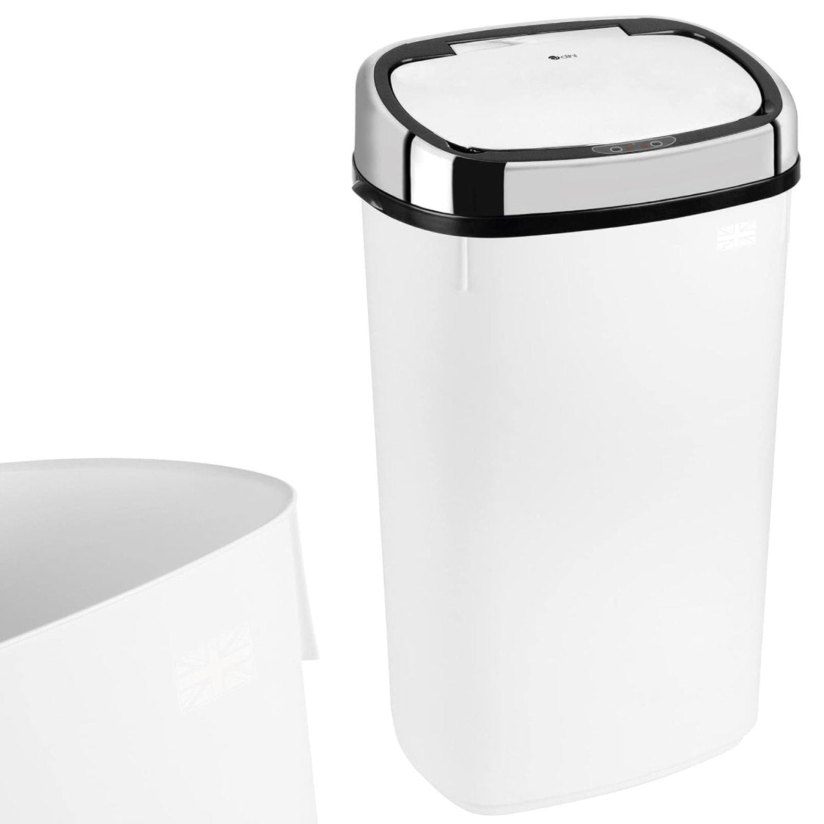50L Automatic Sensor Kitchen Bin White Chrome Lid Touchless - Kwikley