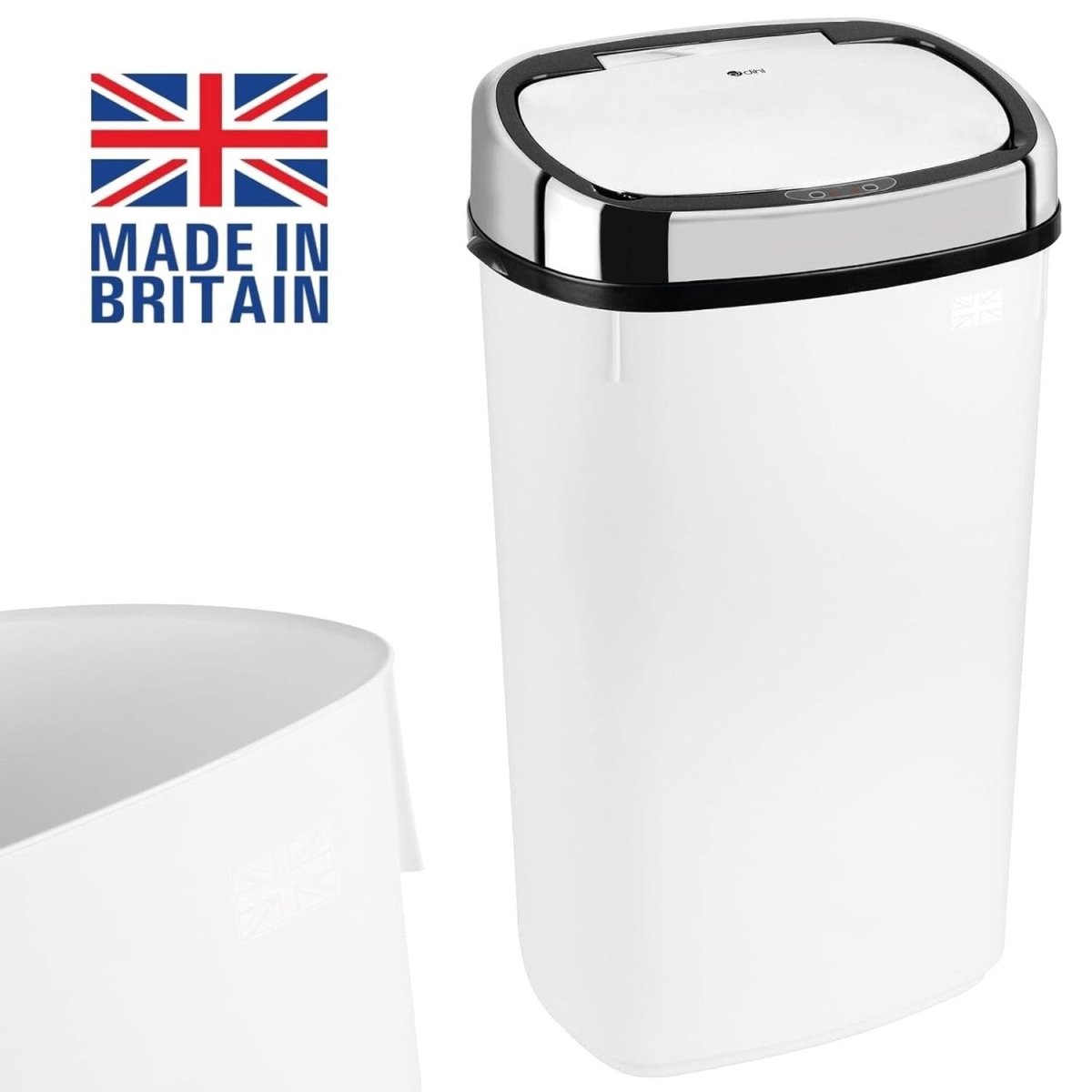 50L Automatic Sensor Kitchen Bin White Chrome Lid Touchless - Kwikley