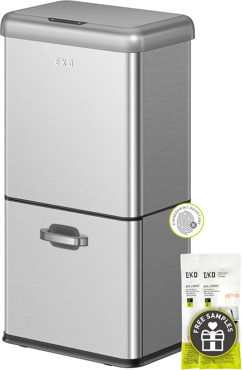 50L Dual Compartment Motion Sensor Kitchen Bin Stainless Steel - Kwikley