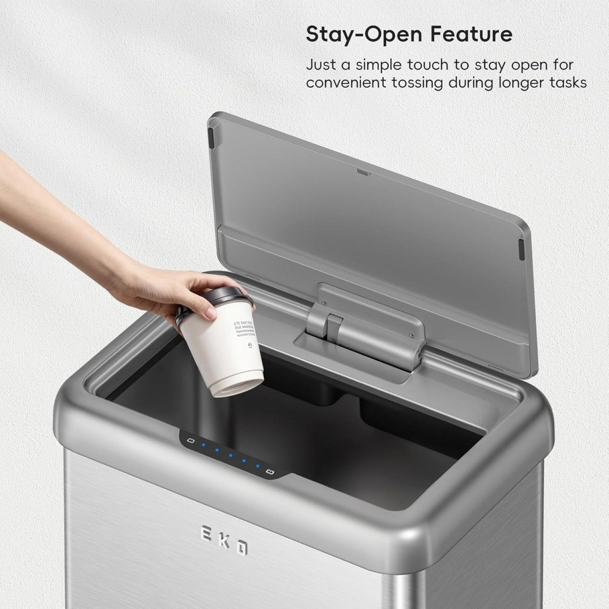 50L Dual Compartment Motion Sensor Kitchen Bin Stainless Steel - Kwikley