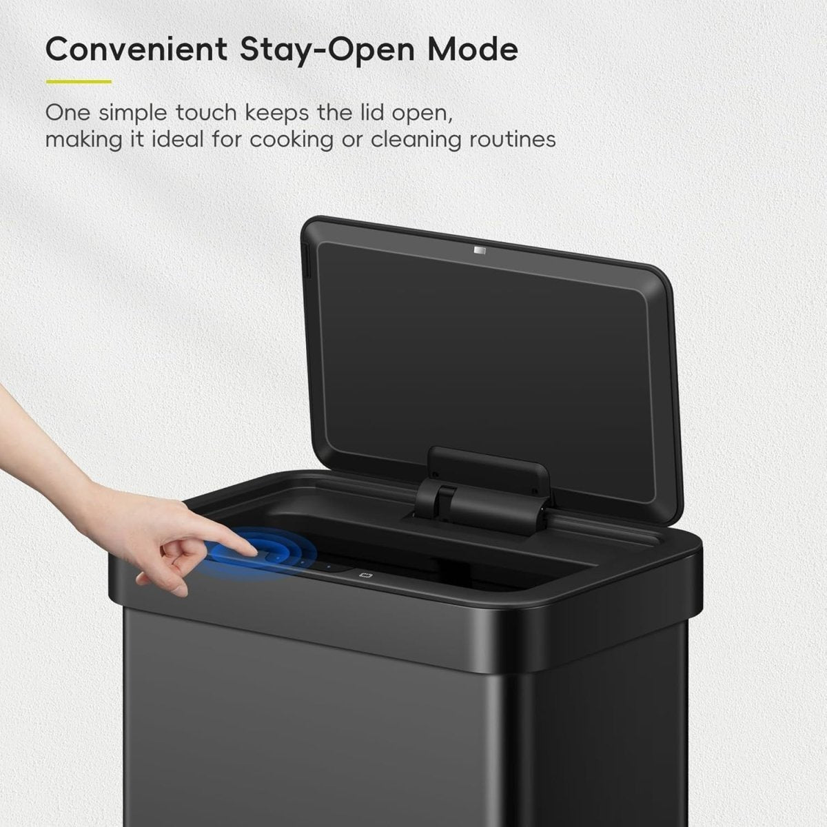 50L Matt Black Sensor Bin Stainless Steel Soft Close - Kwikley