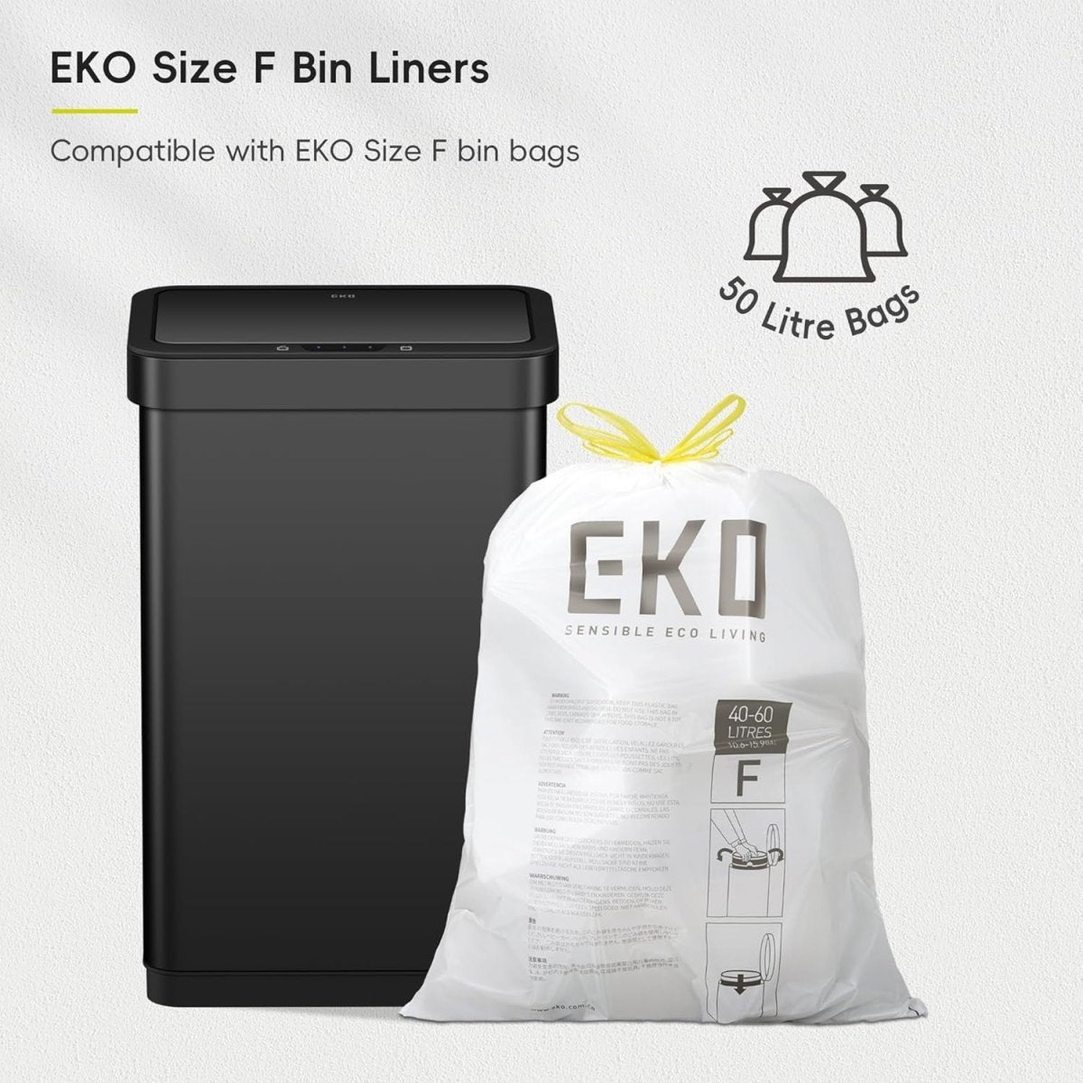 50L Matt Black Sensor Bin Stainless Steel Soft Close - Kwikley