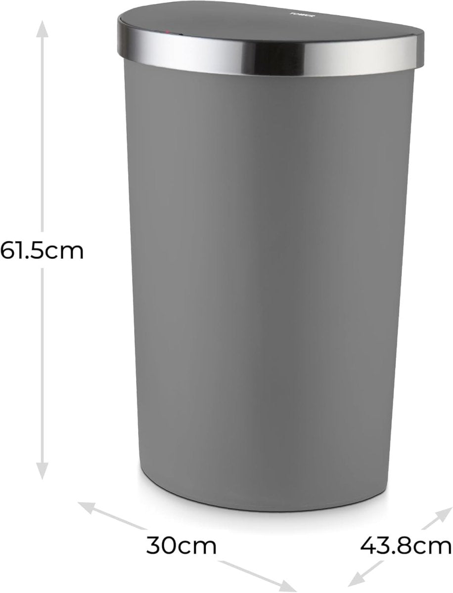 50L Motion Sensor Kitchen Bin Grey Stainless Trim Soft Close - Kwikley