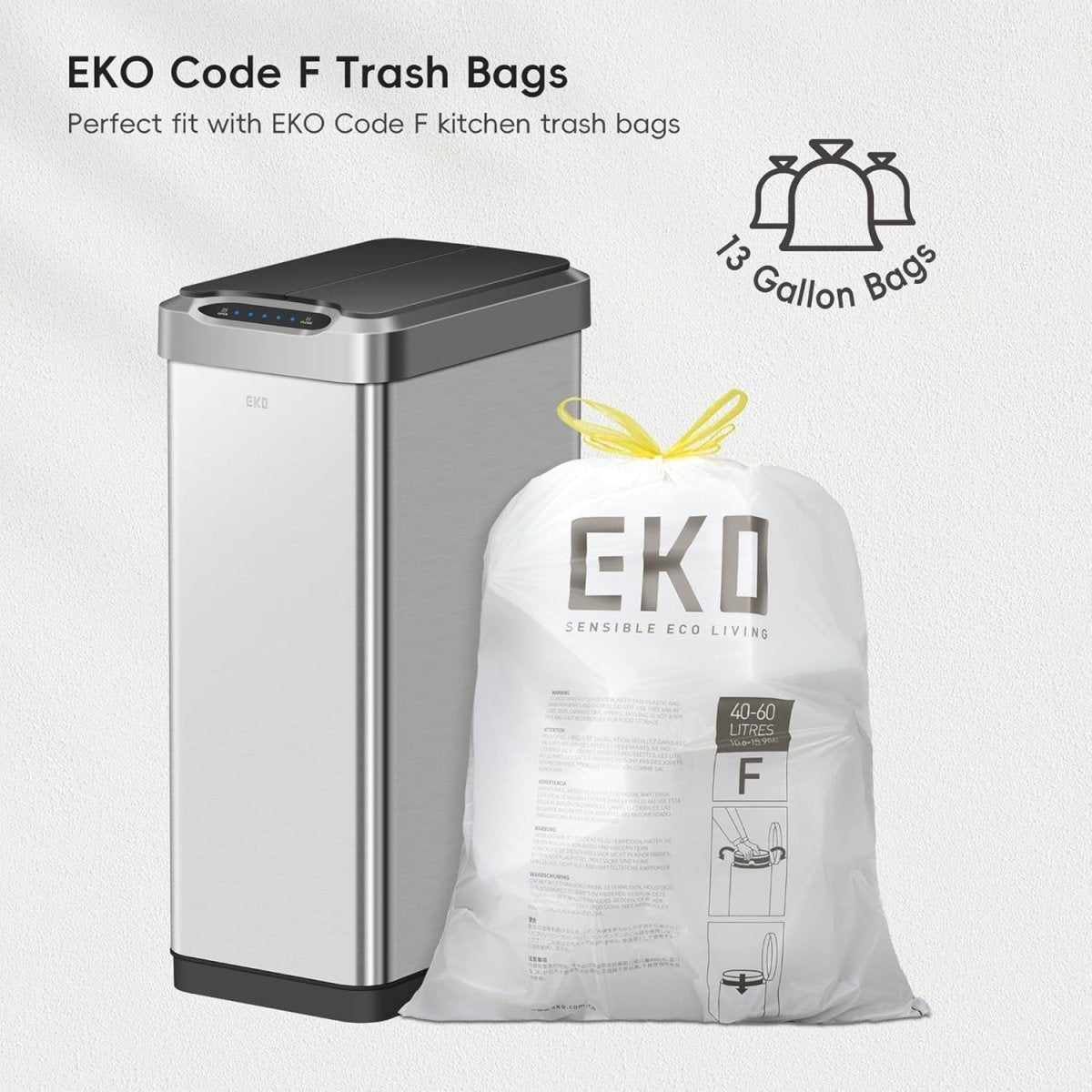 50L Motion Sensor Kitchen Bin Stainless Steel Soft Close - Kwikley