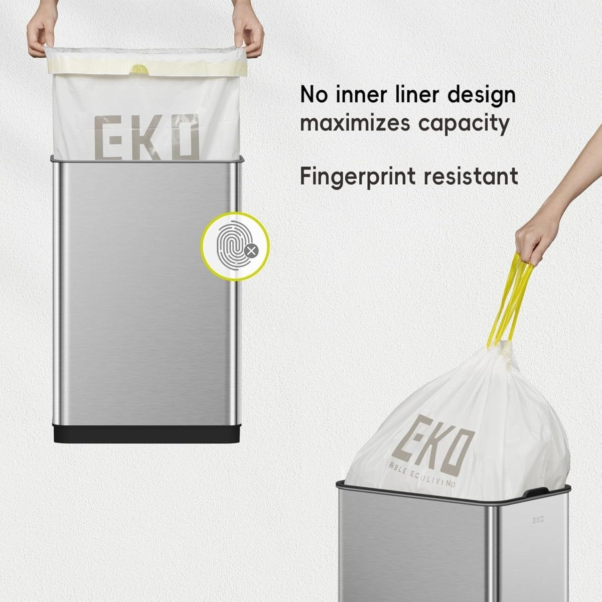 50L Motion Sensor Kitchen Bin Stainless Steel Soft Close - Kwikley