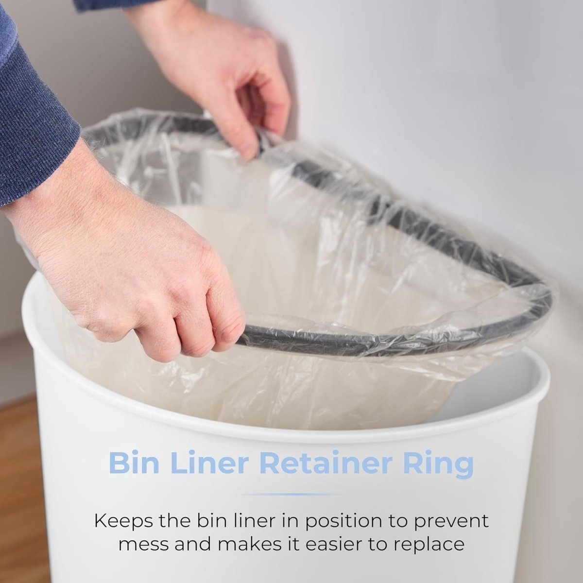 50L Motion Sensor Kitchen Bin White Soft Close Stainless Trim - Kwikley