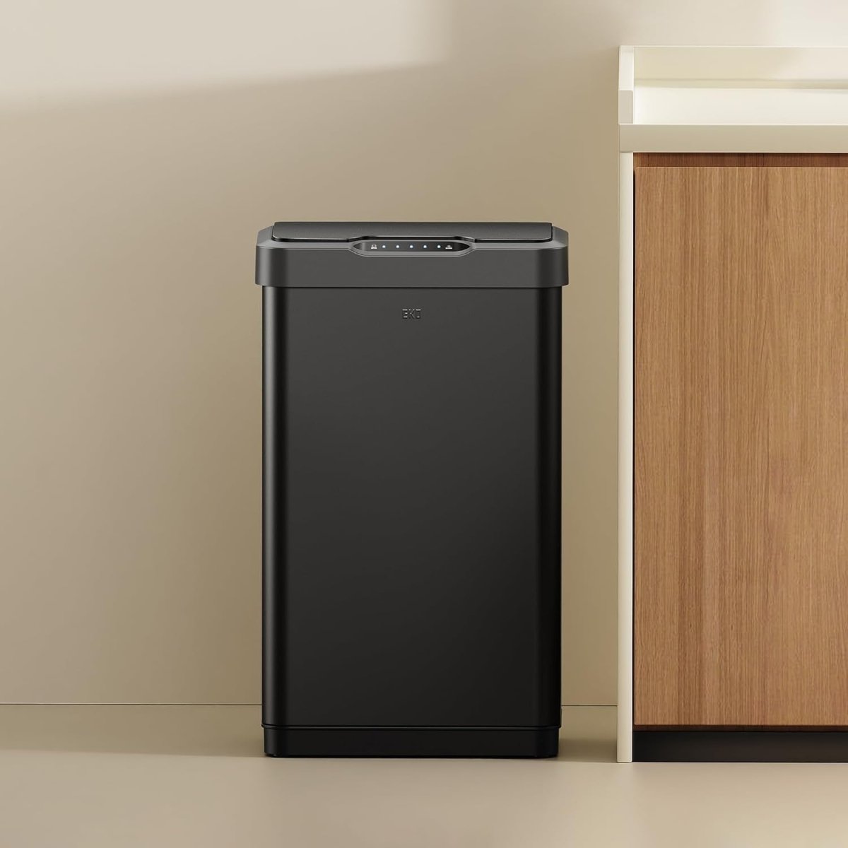 50L Sensor Kitchen Bin Matt Black Soft Close Steel - Kwikley