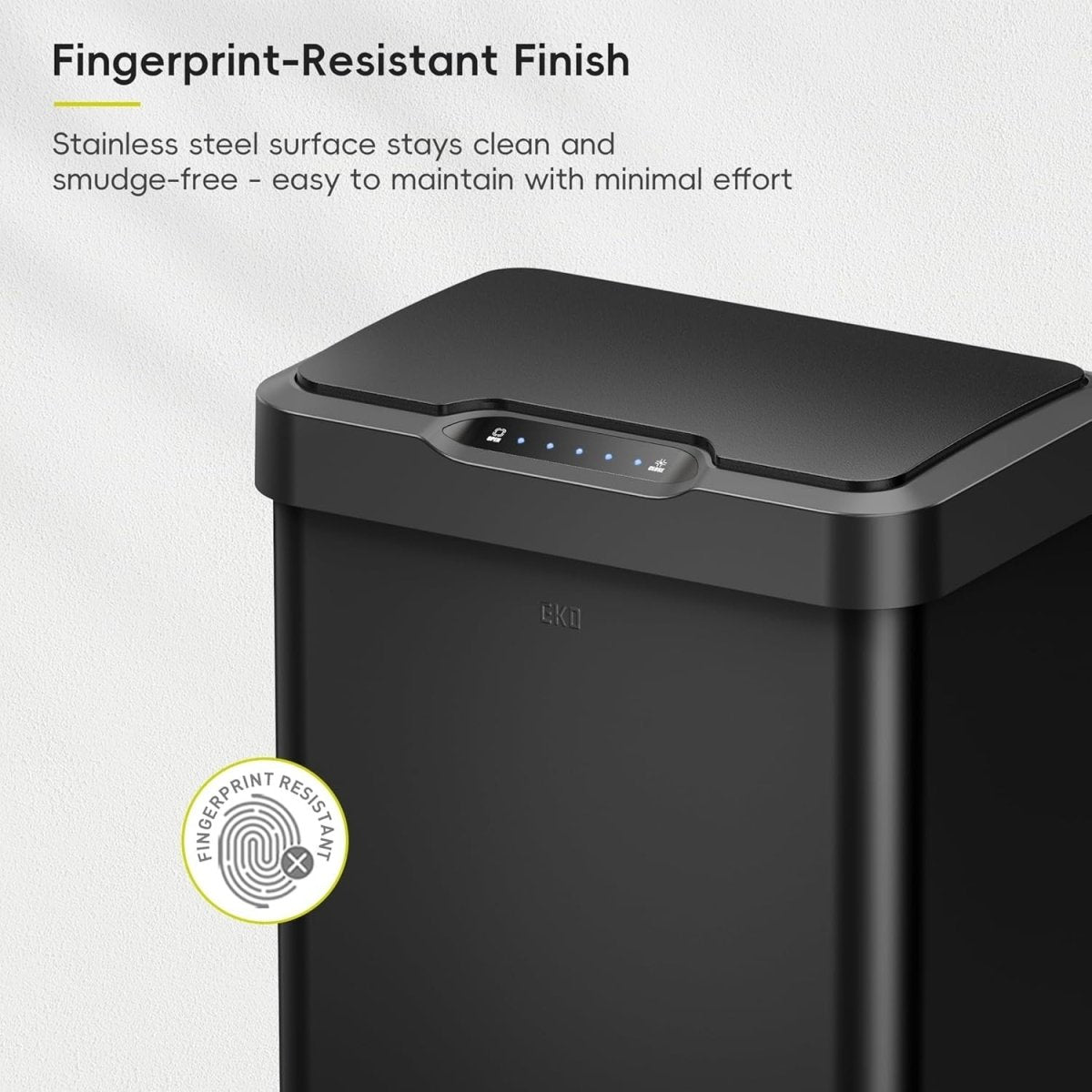 50L Sensor Kitchen Bin Matt Black Soft Close Steel - Kwikley