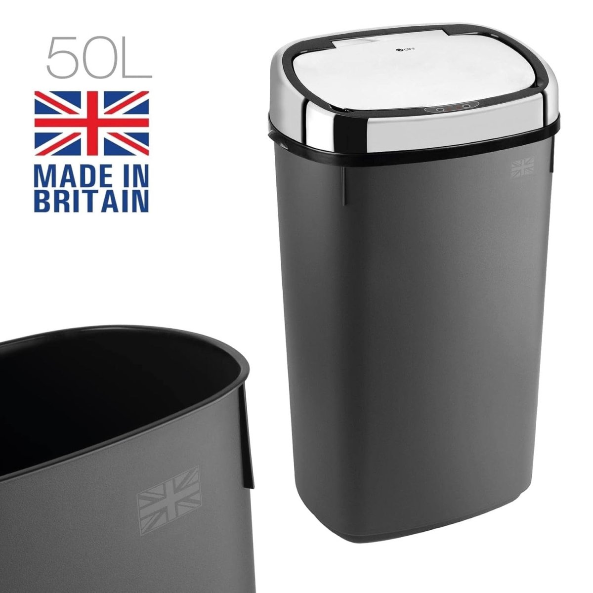 50L Touchless Kitchen Bin Automatic Sensor Anthracite Chrome - Kwikley
