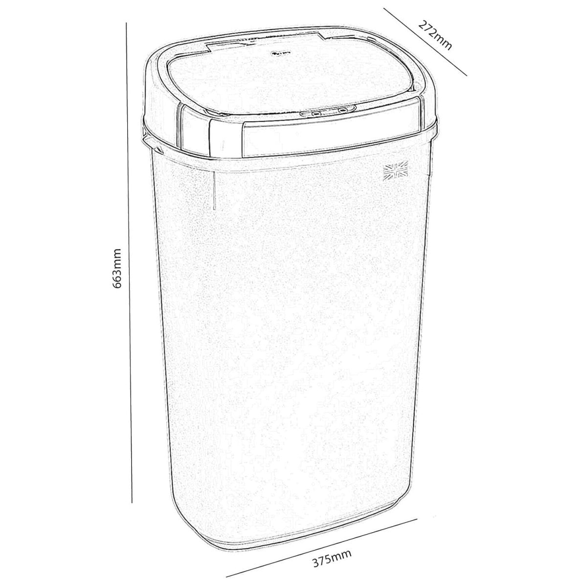 50L Touchless Kitchen Bin Automatic Sensor Anthracite Chrome - Kwikley
