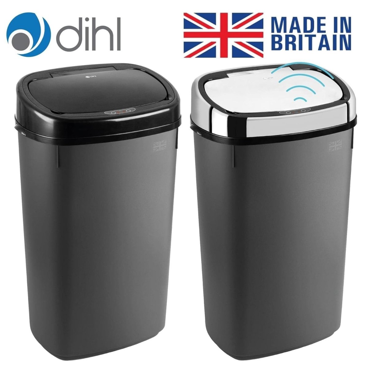 50L Touchless Kitchen Bin Automatic Sensor Anthracite Chrome - Kwikley