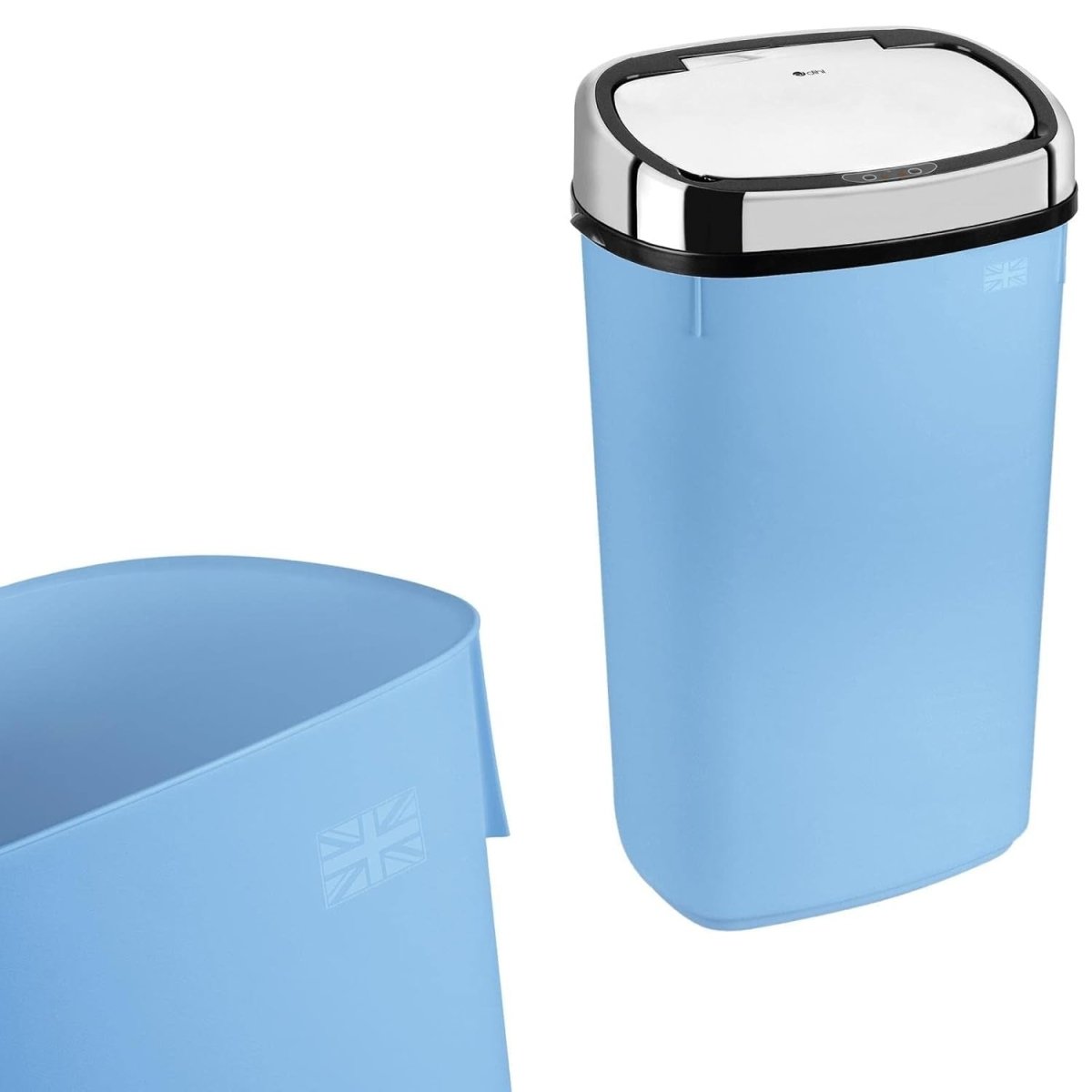 50L Touchless Kitchen Bin Automatic Sensor Pale Blue Chrome - Kwikley