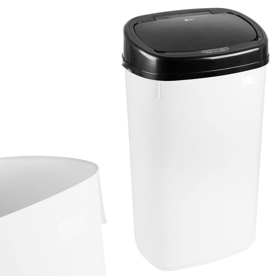50L Touchless Kitchen Bin Automatic Sensor White Black Lid - Kwikley