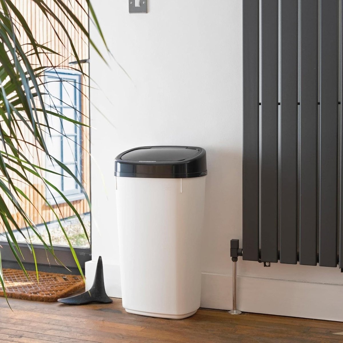 50L Touchless Kitchen Bin Automatic Sensor White Black Lid - Kwikley