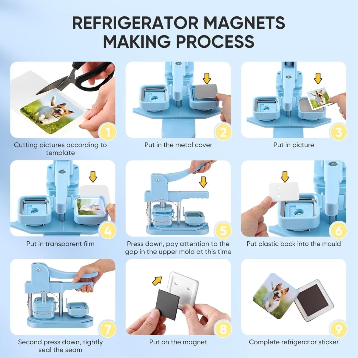50mm Fridge Magnet Button Maker Press Kit DIY Photo Magnet Machine Set - Kwikley