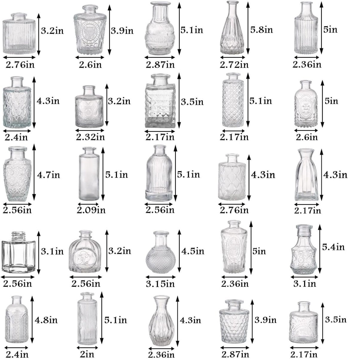 50pcs Clear Glass Bud Vases Set Wedding Table Centerpieces Mini Flower Decor - Kwikley