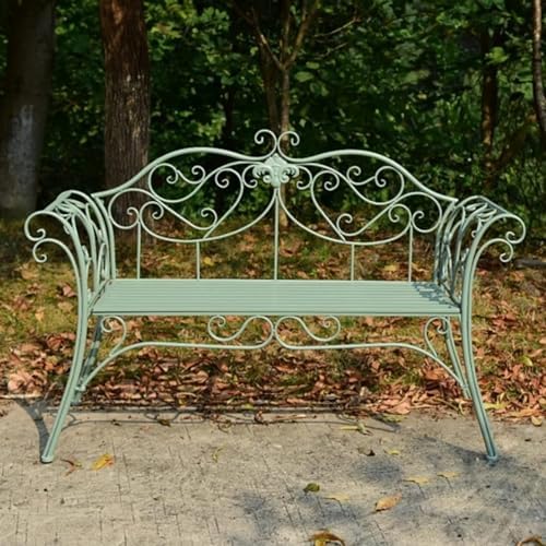 Retro Metal Garden Bench 2 Seater Outdoor Patio Park Seat Green