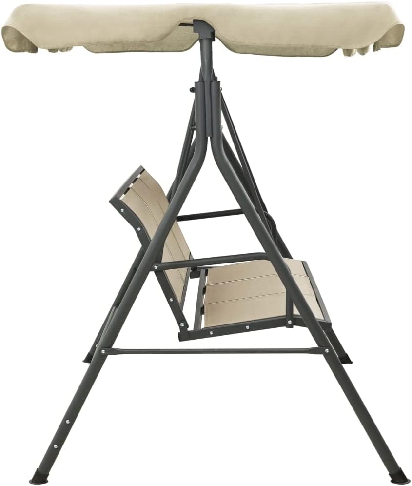 3 Seater Garden Swing Chair Sand Canopy Steel Frame