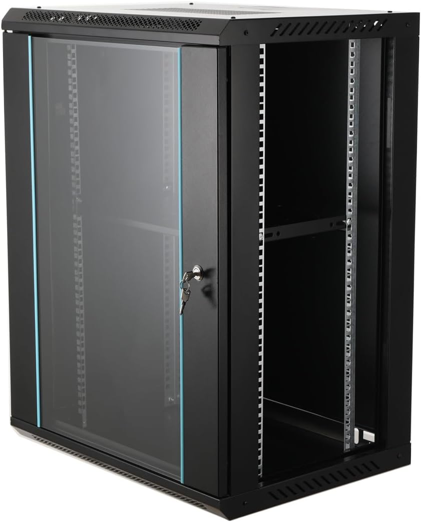 15U Wall Mount Network Cabinet Lockable Glass Door