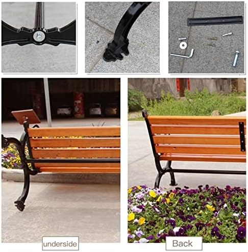 Wood Metal Garden Bench 1.2m Outdoor Patio Seat with Backrest