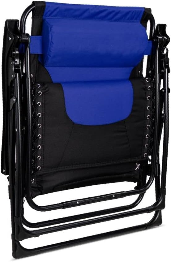 Extra Wide Zero Gravity Recliner Chair Folding Sun Lounger Blue