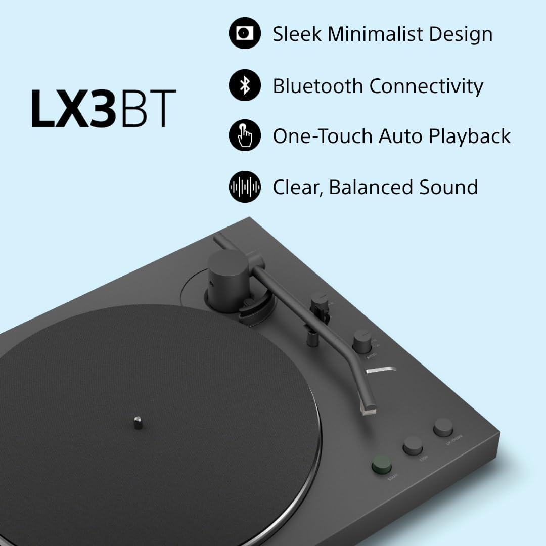 Wireless Bluetooth Turntable Hi-Res Vinyl Player with Belt Drive 2-Speed