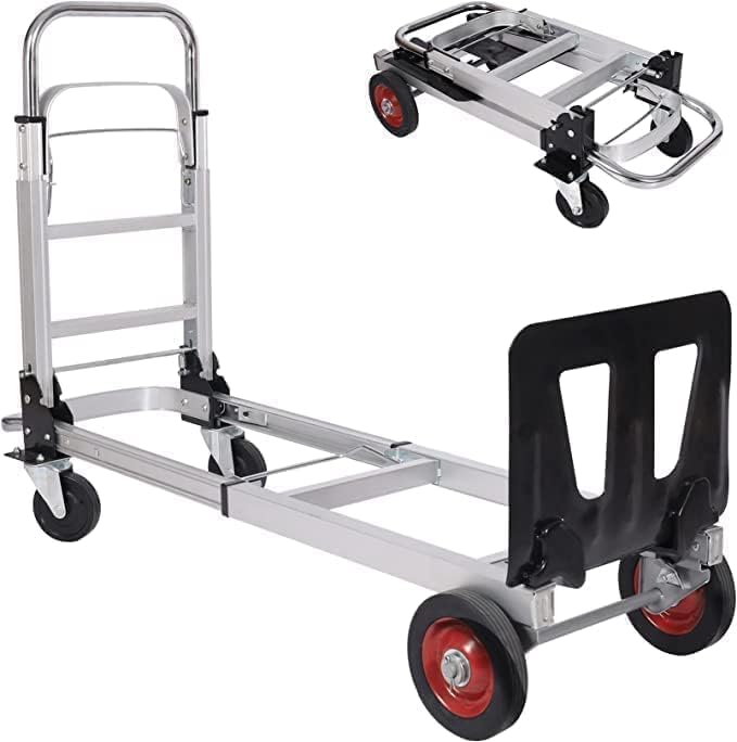 2 In 1 Folding Hand Truck Dolly 150KG 4 Wheel Cart