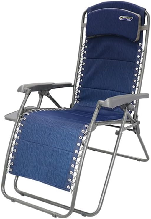 Premium Reclining Camping Chair with Side Table Blue