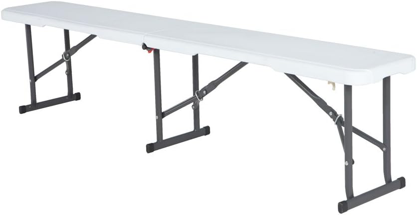 6ft Folding Bench Portable Plastic Garden Party Seat White