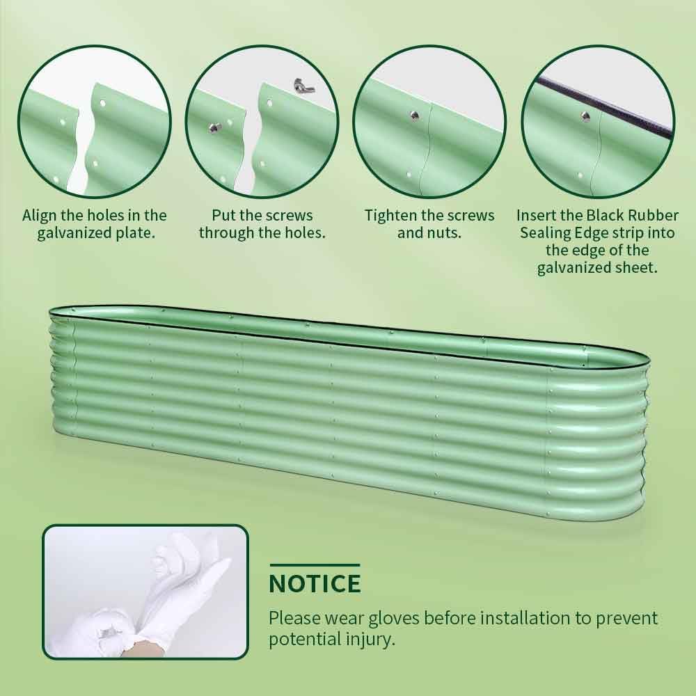 Extra Large Raised Garden Bed 284cm Metal Planter Box Green