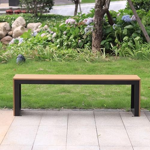Outdoor Garden Bench Backless Wood Metal Patio Porch Seat 120cm